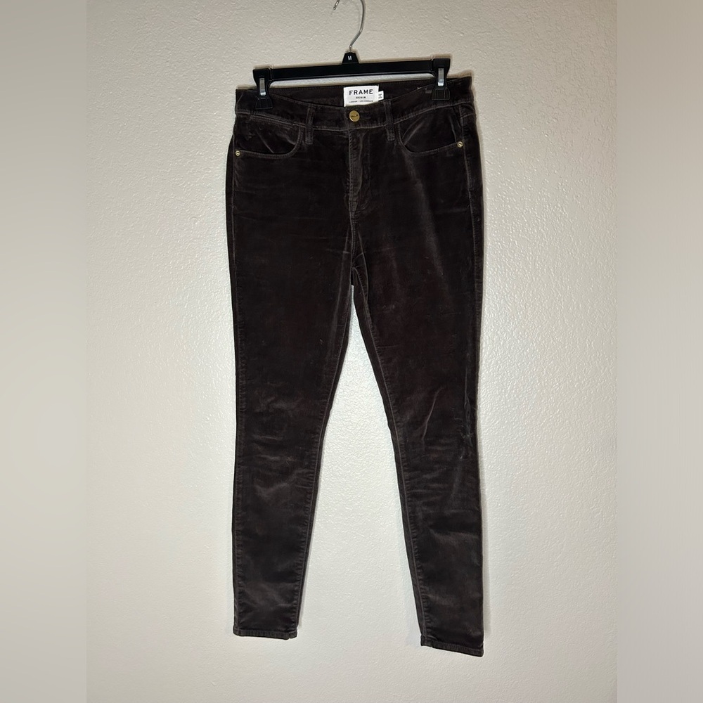 Frame Le High Skinny brown velvet like pants size 26